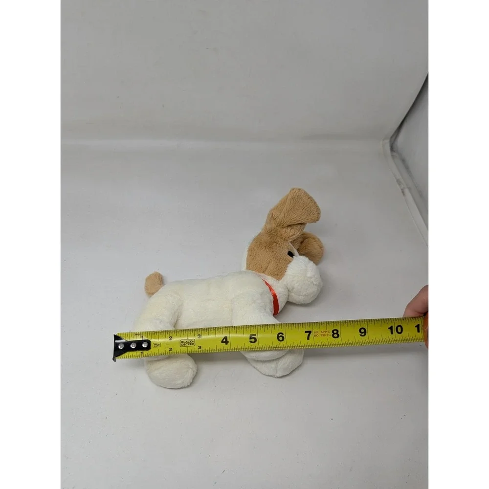 Battat Puppy‎ Dog Plush Red Collar Stuffed Animal Vintage Y2K Cute White Brown